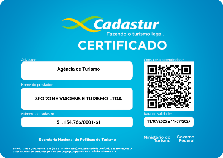 Certificado Cadastur — 3ForOne Turismo